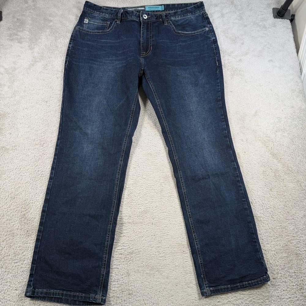 Rock & Roll Hooey Cowboy Jeans Mens 38x32 Blue Revolver Slim Straight Leg Denim